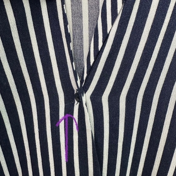 Zara Slouchy Striped High Low Tunic Faux Wrap Boho V-neck Blouse S - Picture 8 of 9